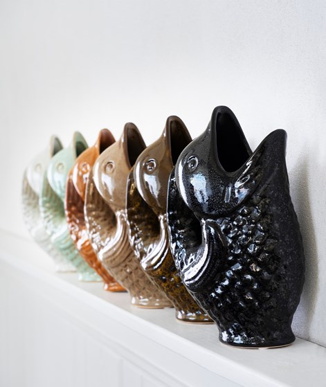 MADAM STOLTZ Steingut Vase  Schwarz