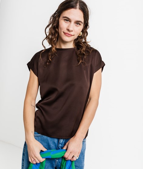 VILA VIEllette Satin T-Shirt Braun