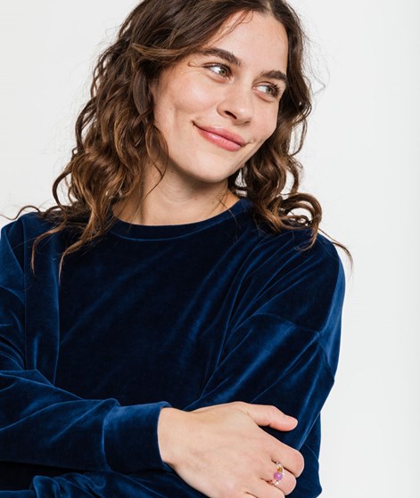 KAUF DICH GLÜCKLICH Samt Sweater Dunkelblau