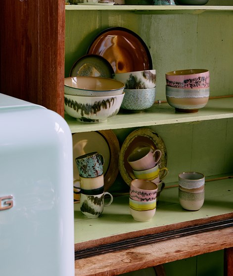 HKLIVING 70s Ceramics: Café Tasse Grün Braun