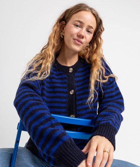 KAUF DICH GLÜCKLICH Cardigan Streifen Dunkelblau