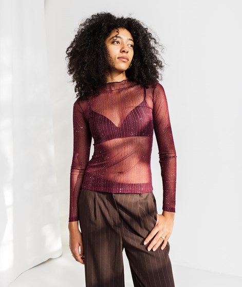 VILA VITurno Longsleeve Rot Glitzer