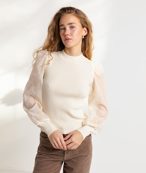 YAS YASDotme Pullover Cremeweiß