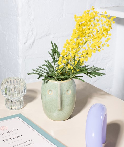 MADAM STOLTZ Flower pot w/face Grün