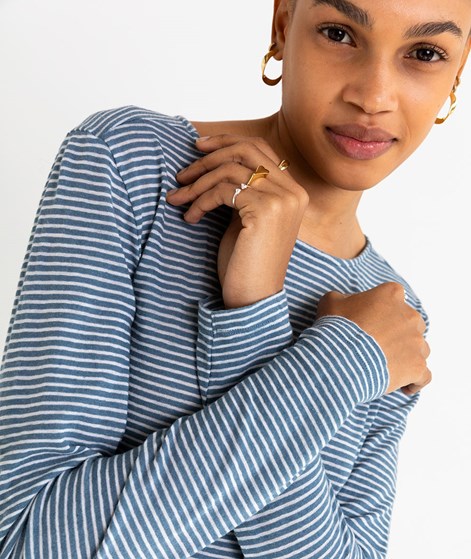 KAUF DICH GLÜCKLICH Longsleeve Blau und Weiß gestreift