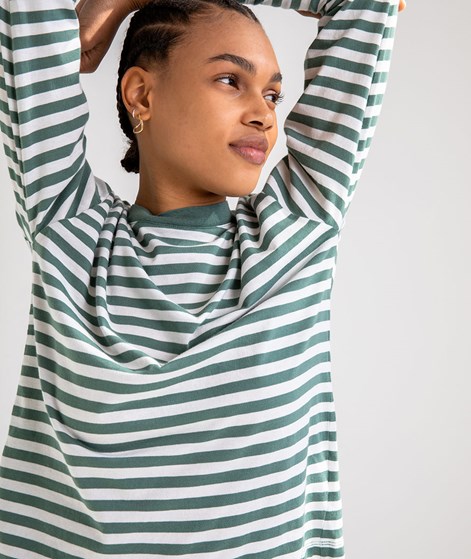 KAUF DICH GLÜCKLICH Longsleeve Salbei und Weiß gestreift