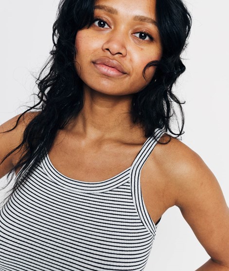 KAUF DICH GLÜCKLICH Top Weiß und Schwarz gestreift