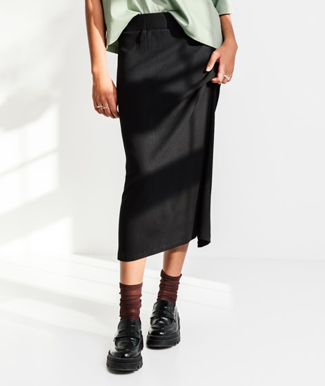 KAUF DICH GLÜCKLICH Gerippter Midirock Schwarz